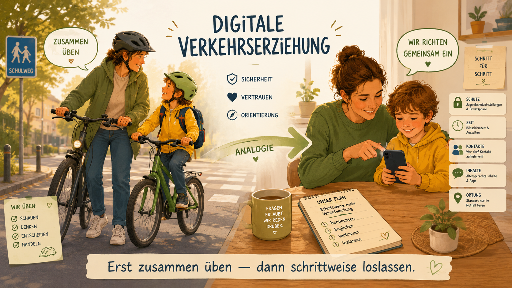 Digitale Verkehrserziehung: Eltern begleiten Kind beim Smartphone-Einstieg